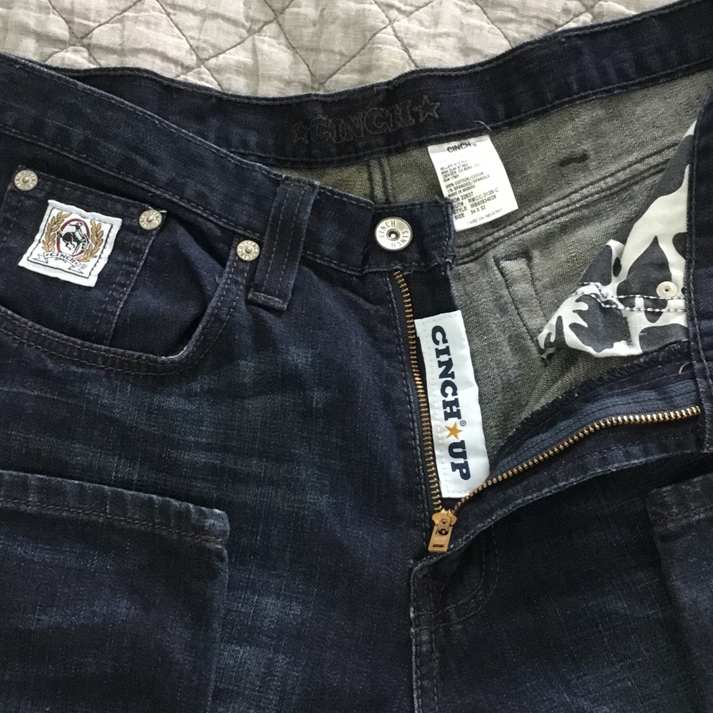 Cinch Dark Blue Denim Jeans with Contrast Pocket Lining - Picture 2 of 7